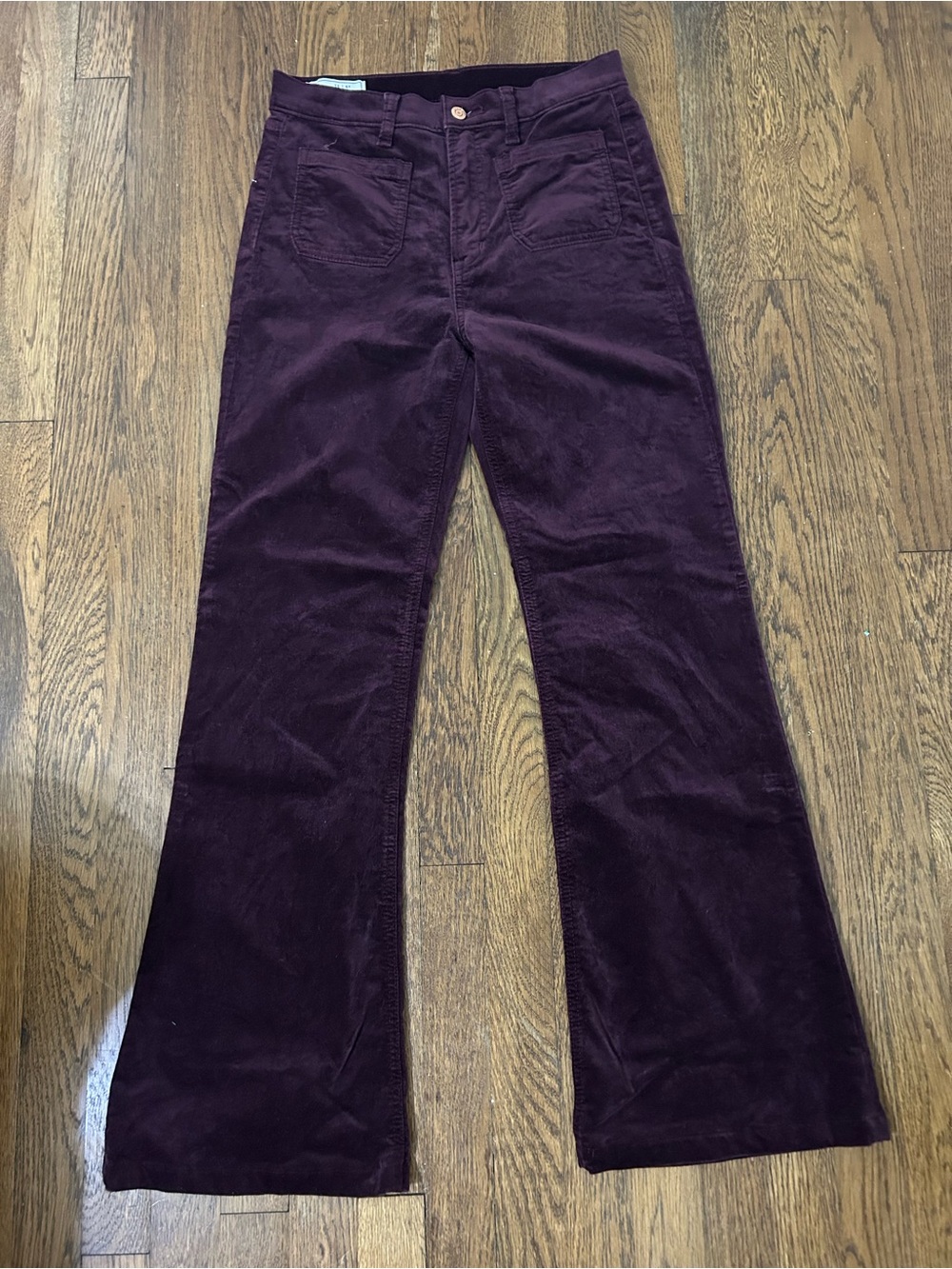 Gap burgundy velvet Flare Jeans with patch pockets